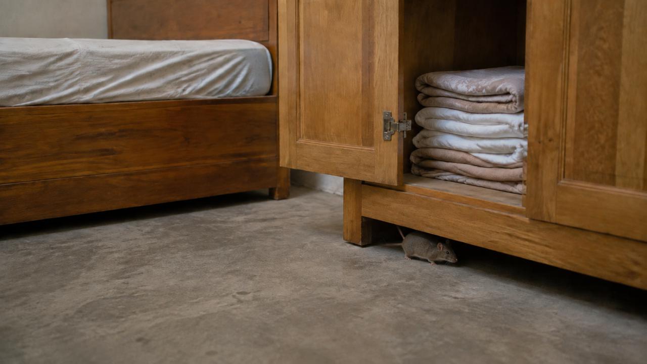 A rodent nest built inside cartons left standing in a store room