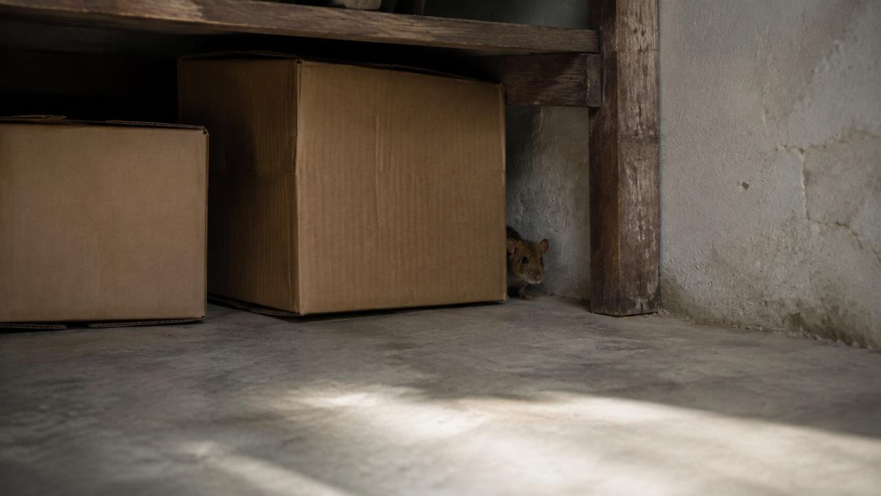 The gap under a door: a house mouse passes through a gap the width of a finger joint